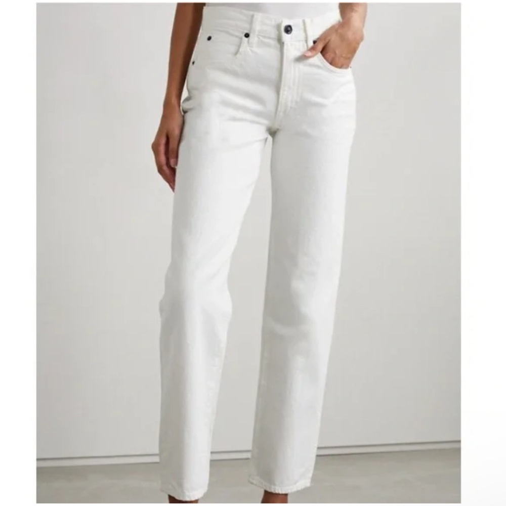 SLVRLAKE Sophie Mid-Rise Cropped Wide Leg Jeans White Size 26 • NWOT